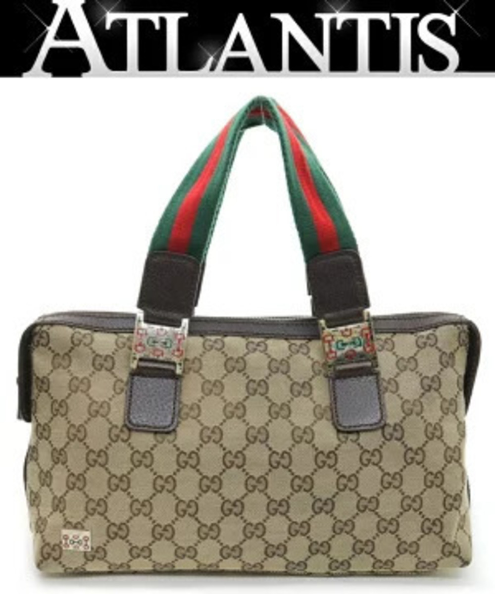 Gucci GG Sherry Boston Bag Canvas x Leather Brown